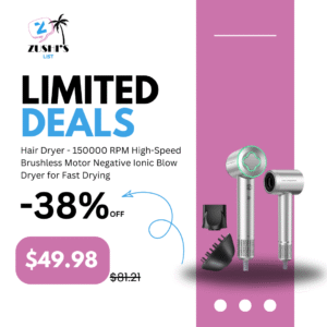 Hair Dryer - 150000 RPM High-Speed Brushless Motor Negative Ionic Blow Dryer for Fast Drying, Low Noise Thermo-Control Hair Dryer with Diffuser and Nozzle, Silvery
