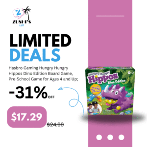 Hasbro Gaming Hungry Hungry Hippos Dino Edition Board Game, Pre-School Game for Ages 4 and Up; for 2 to 4 Players (Amazon Exclusive)
