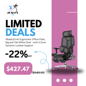 Hbada E3 Air Ergonomic Office Chair, Big and Tall Office Chair - with 3-Zone Dynamic Lumbar Support, 3D Adjustable Headrest, 4D Adjustable Armrests, Swivel, Black(with Footrest)