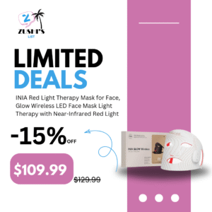 INIA Red Light Therapy Mask for Face, Glow Wireless LED Face Mask Light Therapy with Near-Infrared Red Light (NIR), Rechargeable and Ergonomic Design for Home & Travel
