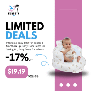 Inflatable Baby Seat for Babies 3 Months & Up, Baby Floor Seats for Sitting Up, Baby Seats for Infants, Blow Up Baby Chair with Built in Air Pump - Bear