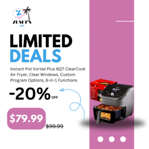 Instant Pot Vortex Plus 6QT ClearCook Air Fryer, Clear Windows, Custom Program Options, 6-in-1 Functions, Crisps, Broils, Roasts, Dehydrates, Bakes, Reheats, from the Makers of Instant Pot, Black