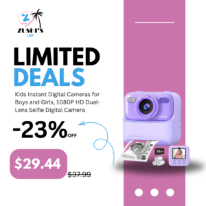Kids Instant Digital Cameras for Boys and Girls, 1080P HD Dual-Lens Selfie Digital Camera with Print Paper & 32G Card, Christmas Birthday Gifts Toys for Toddler and Teenagers Age 3-16 Years Old