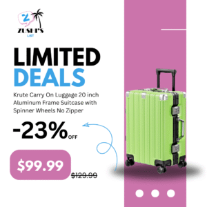 Krute Carry On Luggage 20 inch Aluminum Frame Suitcase with Spinner Wheels No Zipper Hardshell PC+ABS Luggages TSA Lock Zipperless Suitcases