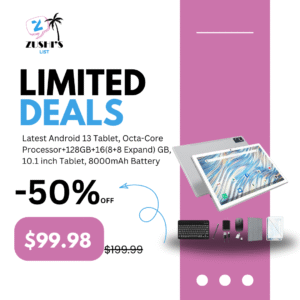 Latest Android 13 Tablet, Octa-Core Processor+128GB+16(8+8 Expand) GB, 10.1 inch Tablet with 8000mAh Battery, 1280x800 HD Screen, 5G WiFi, 21MP Camera, Tableta with Keyboard, Bluetooth, Mouse, Case