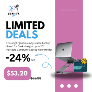 Lifelong Ergonomic Adjustable Laptop Stand for Desk - Height Up to 20" Portable Computer Laptop Riser Holder, Fits All MacBook Air & 10 15 17 Inches Laptops, Back to School Gift for Men & Women