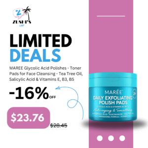 MAREE Glycolic Acid Polishes - Toner Pads for Face Cleansing - Tea Tree Oil, Salicylic Acid & Vitamins E, B3, B5 - Facial Peel & Radiance Deep Cleaning Effect - 50 Count