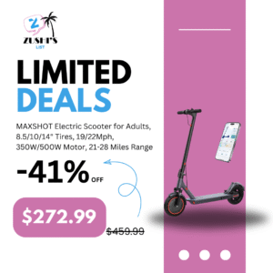 MAXSHOT Electric Scooter for Adults, 8.5/10/14" Tires, 19/22Mph, 350W/500W Motor, 21-28 Miles Range, Folding E-Scooter with Dual Suspension,APP(V1/SPRO/MAX/PRO/X1/X1PRO)