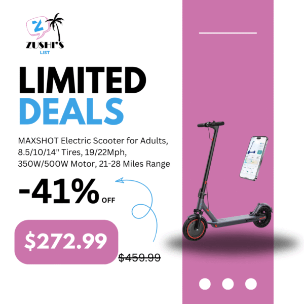 MAXSHOT Electric Scooter for Adults, 8.5/10/14" Tires, 19/22Mph, 350W/500W Motor, 21-28 Miles Range, Folding E-Scooter with Dual Suspension,APP(V1/SPRO/MAX/PRO/X1/X1PRO)
