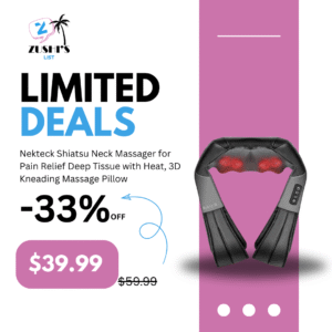 Nekteck Shiatsu Neck Massager for Pain Relief Deep Tissue with Heat, 3D Kneading Massage Pillow Back Shoulder Massagerfor Body Muscle, Plug-in Use for Home Office Car, Gifts for Mom Dad Him Her