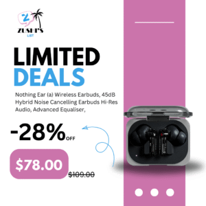 Nothing Ear (a) Wireless Earbuds, 45dB Hybrid Noise Cancelling Earbuds, Hi-Res Audio, Advanced Equaliser, Dual Connect, 6 Mics, 42.5H Playtime Ear Buds Wireless Bluetooth, Black