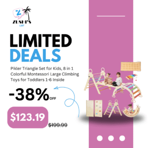Pikler Triangle Set for Kids, 8 in 1 Colorful Montessori Large Climbing Toys for Toddlers 1-6 Inside with Ramp, Arch and Foldable Triangle, Wooden Child Indoor Playground