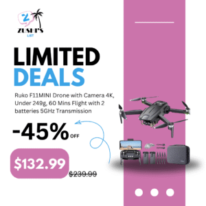Ruko F11MINI Drone with Camera 4K, Under 249g, 60 Mins Flight with 2 batteries, 5GHz Transmission, GPS Auto Return, Brushless Motor, Foldable and Lightweight, FPV Quadcopter for Beginner, Adults