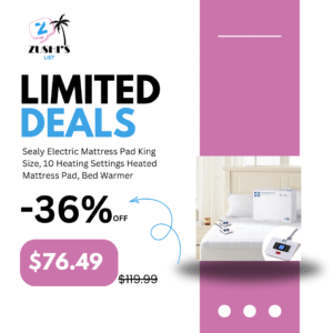 Sealy Electric Mattress Pad King Size, 10 Heating Settings Heated Mattress Pad, Bed Warmer with Dual Controller & Auto Off 1-12 Hours, Fit Up to 17 Inch, Machine Washable, 78"x80"