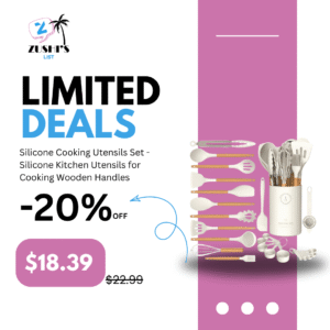 Silicone Cooking Utensils Set - Silicone Kitchen Utensils for Cooking Wooden Handles, 446°F Heat Resistant Kitchen Utensil Spatula Sets w Holder, Gadgets for Non-Stick Cookware BPA FREE (Cream White)
