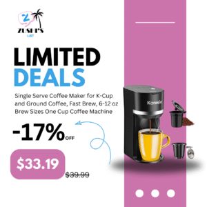 Single Serve Coffee Maker for K-Cup and Ground Coffee, Fast Brew, 6-12 oz Brew Sizes One Cup Coffee Machine Fits 5.5" Mugs, One-Button Small Coffee Maker with Descaling Reminder,Black