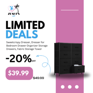 Sweetcrispy Dresser, Dresser for Bedroom Drawer Organizer Storage Drawers, Fabric Storage Tower with 8 Drawers, Chest of Drawers with Steel Frame, Wood Top for Nursery, Living Room, Closet