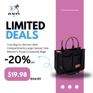 Tote Bag for Women With Compartments,Large Canvas Tote Women's Purse Crossbody Bags Work Laptop Book Bag Satchels Handbags