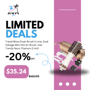 Travel Blow Dryer Brush in one, Dual Voltage Mini Hot Air Brush, Hair Trends Nano Titanium 2 Inch One Step Hair Dryer and Styler Volumizer Oval Shape
