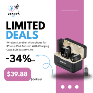 Wireless Lavalier Microphone for iPhone iPad Android With Charging Case 80h Battery Life, Noise Cancellation, 164ft Range Plug-Play Clip On Lapel Mic for Youtube, Video Recording, Vlog, Live Streaming