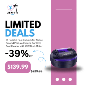 X1 Robotic Pool Vacuum for Above Ground Pool, Automatic Cordless Pool Cleaner with 45W Dual-Motor, Ideal for Above-Ground Flat Pool, 2L Debris Capacity