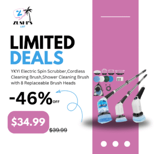 YKYI Electric Spin Scrubber,Cordless Cleaning Brush,Shower Cleaning Brush with 8 Replaceable Brush Heads, Power Scrubber 3 Adjustable Speeds,Adjustable & Detachable Long Handle,Voice Broadcast