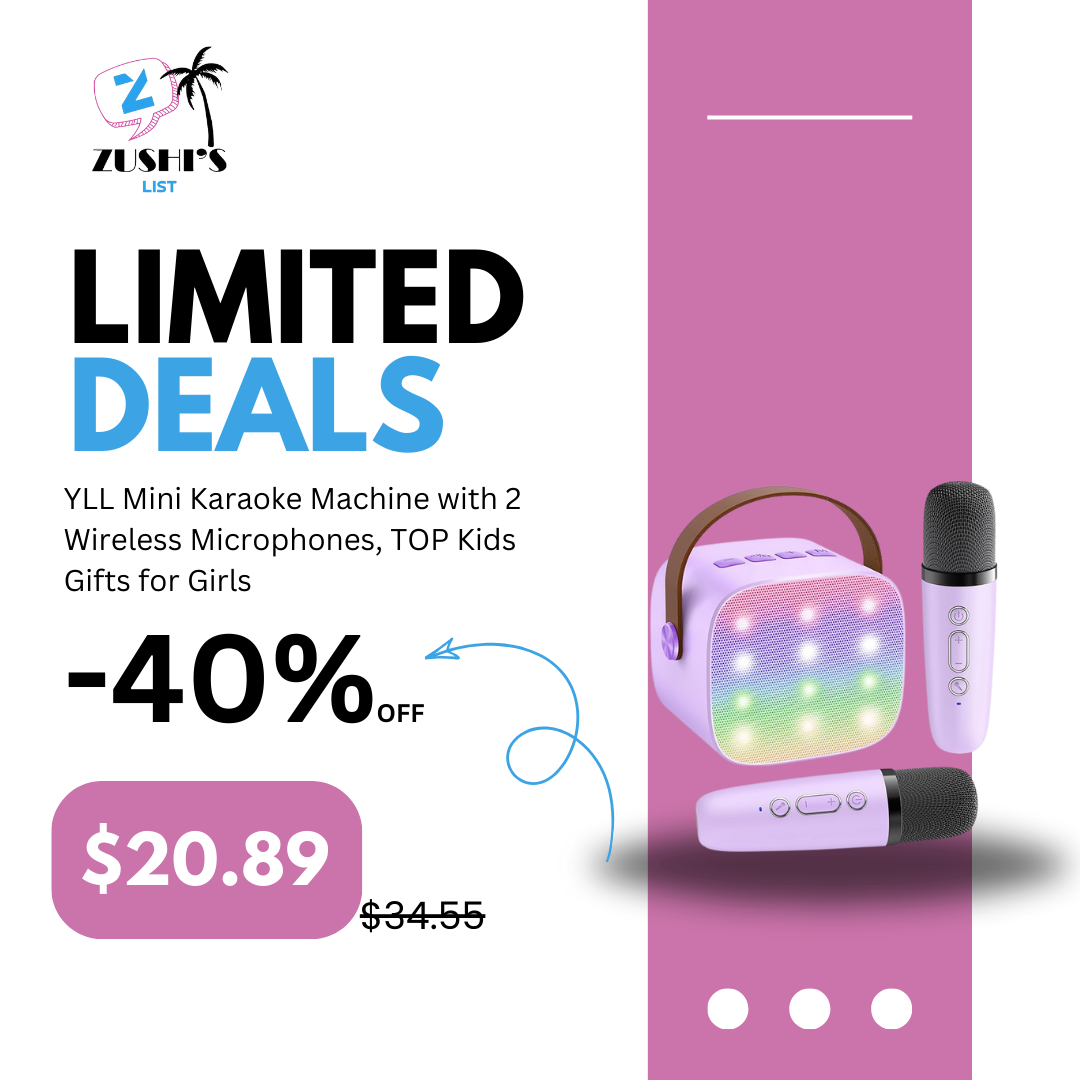 YLL Mini Karaoke Machine with 2 Wireless Microphones, TOP Kids Gifts for Girls Ages 3, 4, 5, 6, 7, 8, 9,10,11,12 +Year Old, 4-12 Years Old Birthday Toy Gift for Girls Boys Party (Purple)