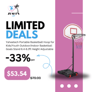 Yaheetech Portable Basketball Hoop for Kids/Youth Outdoor/Indoor Basketball Goals Stand 6.4-8.2ft Height Adjustable