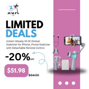hohem iSteady X3 SE Gimbal Stabilizer for iPhone, Phone Stabilizer with Detachable Remote Control, Portable Foldable 3-Axis Phone Gimbal for Android & iPhone 16 15 Pro Max, Ideal for Travel Vlogging