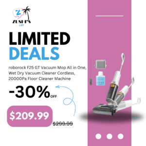 roborock F25 GT Vacuum Mop All in One, Wet Dry Vacuum Cleaner Cordless, 20000Pa Floor Cleaner Machine for Tile Hardwood Wood Vinyl Floor, Edge to Edge Self Cleaning Electric Mop with 180° Lie-Flat