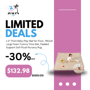 1.3" Thick Baby Play Mat for Floor, 79x118 Large Foam Tummy Time Mat, Padded Support Soft Plush Nursery Rug for Infant Kids Toddler Crawling Kick Activity (Beige)