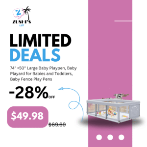 74" ×50" Large Baby Playpen, Baby Playard for Babies and Toddlers, Baby Fence Play Pens for Indoor & Outdoor, Sturdy Safety Play Yard with Soft Breathable Mesh, Anti-Fall, Grey