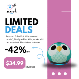 Amazon Echo Dot Kids (newest model), Designed for kids, works with our smartest AI assistant - Alexa+, with parental controls, Includes 1 Year of Amazon Kids+, Owl