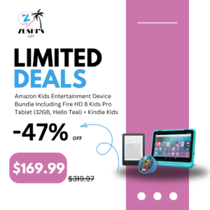 Amazon Kids Entertainment Device Bundle Including Fire HD 8 Kids Pro Tablet (32GB, Hello Teal) + Kindle Kids (16GB, Space Whale) + Echo Dot Kids (Avengers)
