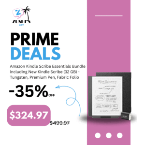 Amazon Kindle Scribe Essentials Bundle including New Kindle Scribe (32 GB) - Tungsten, Premium Pen, Fabric Folio-Black, and Power Adapter