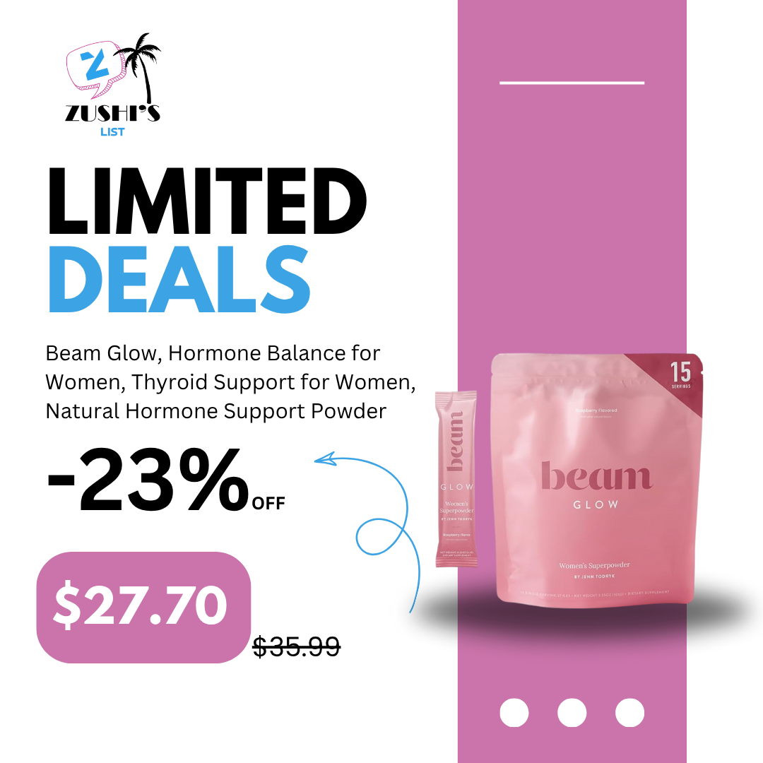 Beam Glow, Hormone Balance for Women, Thyroid Support for Women, Natural Hormone Support Powder with Selenium and Bromelain, PMS Relief, Energy, Hair Skin & Nails, Vegan, No Sugar, 15 Servings