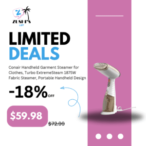 Conair Handheld Garment Steamer for Clothes, Turbo ExtremeSteam 1875W Fabric Steamer, Portable Handheld Design, Strong Penetrating Steam, White/Champagne