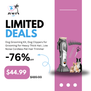 Dog Grooming Kit, Dog Clippers for Grooming for Heavy Thick Hair, Low Noise Cordless Pet Hair Trimmer with Stainless Steel Blade, Professional Rechargeable Hair Trimmer for Dogs and Cats