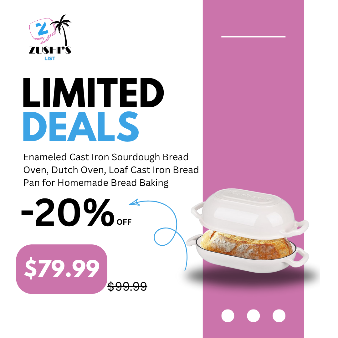 Enameled Cast Iron Sourdough Bread Oven, Dutch Oven, Loaf Cast Iron Bread Pan for Homemade Bread Baking, Meatloaf Pan with Lid, 5QT, White