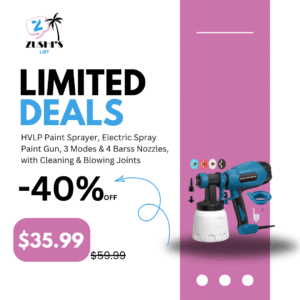 HVLP Paint Sprayer, Electric Spray Paint Gun, 3 Modes & 4 Barss Nozzles, with Cleaning & Blowing Joints, Variable Flow Control, for Doors, Fences, Furniture, Wall, Cabinet, Garden Chairs, etc.
