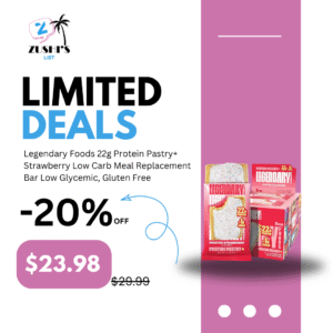 Legendary Foods 22g Protein Pastry+ Strawberry Low Carb Meal Replacement Bar, Low Glycemic, Gluten Free Protien Snacks - Healthy Keto Snack Box, 8x Zero Sugar Energy Bars - Bariatric Diabetic Friendly