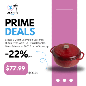 Lodge 6 Quart Enameled Cast Iron Dutch Oven with Lid – Dual Handles – Oven Safe up to 500° F or on Stovetop - Use to Marinate, Cook, Bake, Refrigerate and Serve – Island Spice Red