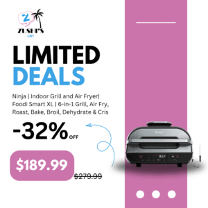 Ninja | Indoor Grill and Air Fryer| Foodi Smart XL | 6-in-1 Grill, Air Fry, Roast, Bake, Broil, Dehydrate & Crisp |Smart Thermometer & Splatter Shield | Dishwasher Safe Parts | Black/Silver | FG551