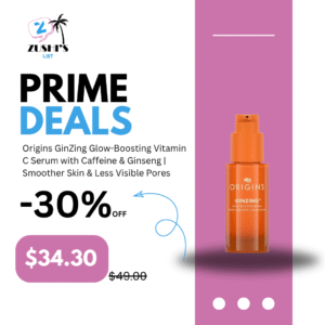 Origins GinZing Glow-Boosting Vitamin C Serum with Caffeine & Ginseng | Smoother Skin & Less Visible Pores, 1 Fl Oz
