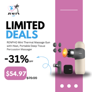 RENPHO Mini Thermal Massage Gun with Heat, Portable Deep Tissue Percussion Massager, Color Silicone Sleeves Travel Size with Carry Case, Grey