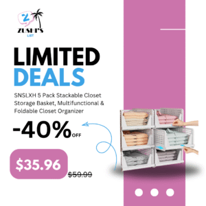 SNSLXH 5 Pack Stackable Closet Storage Basket, Multifunctional & Foldable Closet Organizer for Bathroom Kitchen Laundry Room Wardrobe Storage, Space-Saving Clothes Storage Drawer Organizer, White