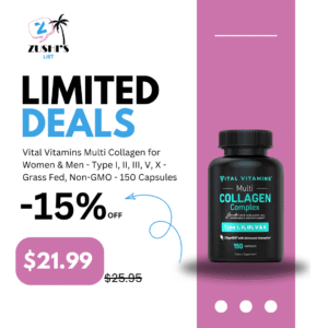Vital Vitamins Multi Collagen for Women & Men - Type I, II, III, V, X - Grass Fed, Non-GMO - 150 Capsules