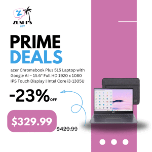acer Chromebook Plus 515 Laptop with Google AI – 15.6" Full HD 1920 x 1080 IPS Touch Display | Intel Core i3-1305U | 8GB LPDDR5X | 256GB SSD | Wi-Fi 6E | FHD Camera | Chrome OS | CB515-2HT-33M4