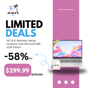 HP 15.6" Business Laptop Computer with Microsoft 365 • 2026 Edition • Copilot AI • Intel 4-Core N100 CPU • 1.1TB Storage (1TB OneDrive + 128GB SSD) • Windows 11 • w/o Mouse