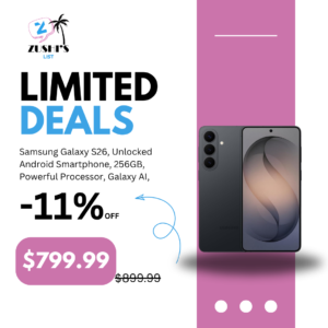 Samsung Galaxy S26, Unlocked Android Smartphone, 256GB, Powerful Processor, Galaxy AI, Immersive Viewing, Durable Battery, 2026, US 1 Year Warranty, Black
